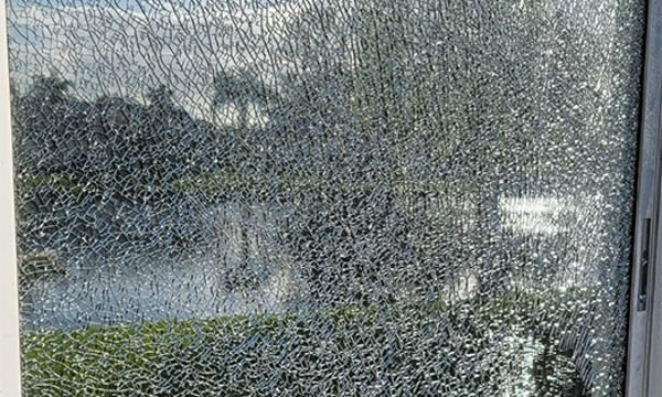 Broken sliding glass door panel