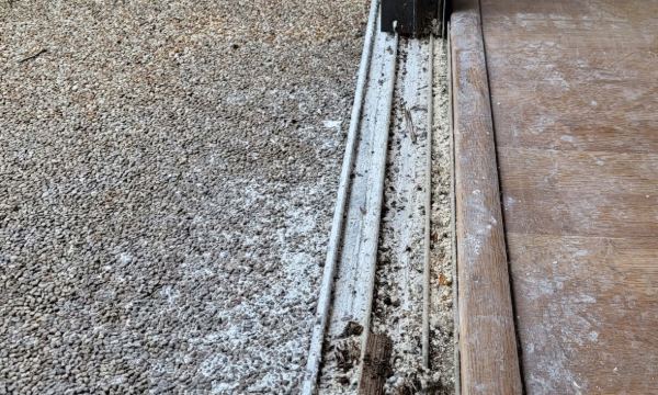 Dirty sliding glass door track